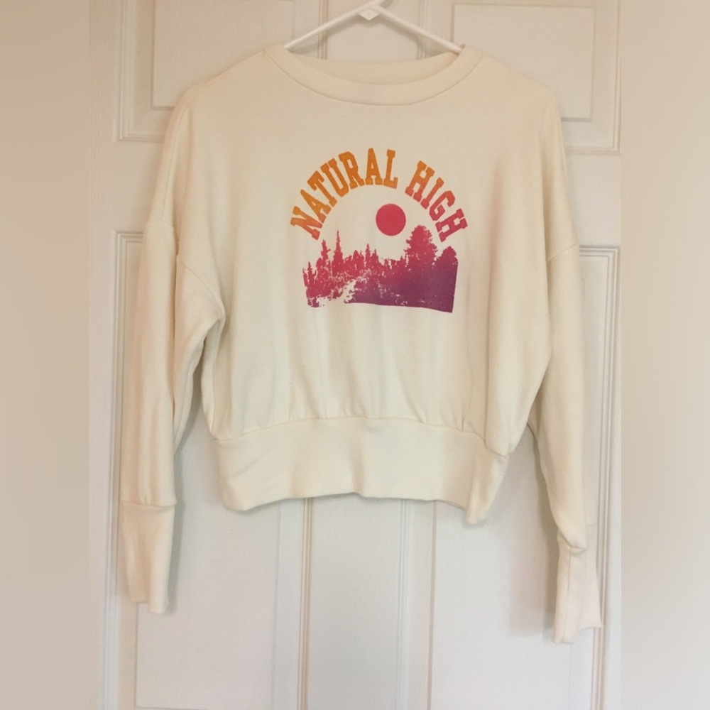 Vintage Style Natural High Graphic Sweatshirt  Cropped Crewneck Outdoorsy Cozy